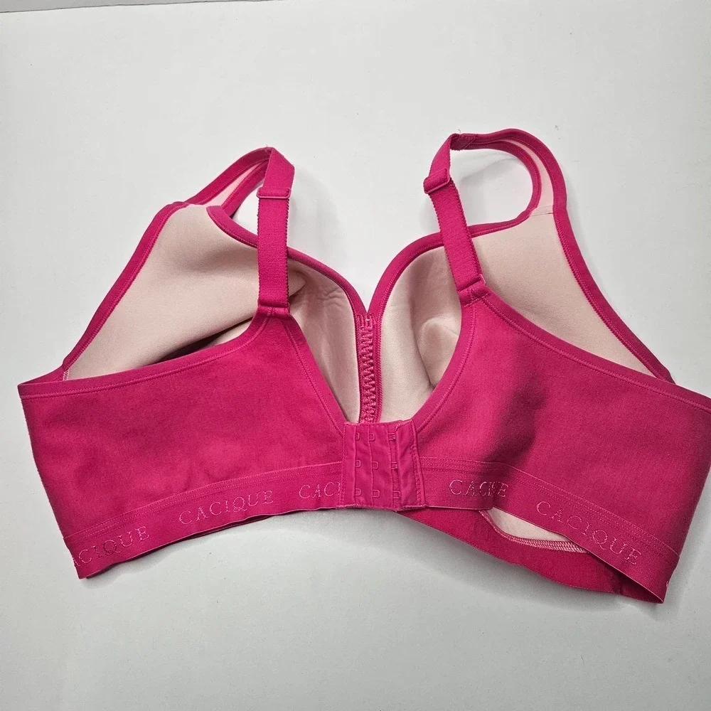 Cacique Lightly Lined No Wire Bra Pink Cotton/Lace 46C‎ Hot Pink Wireless